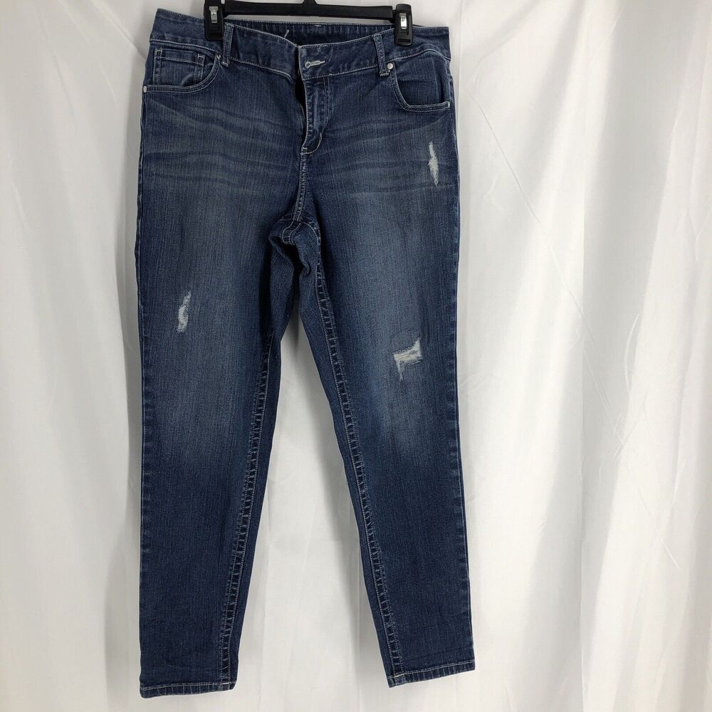 Lane Bryant Skinny Jeans Women 14 Blue Denim Cotton Stretch Genius Fit High-Rise